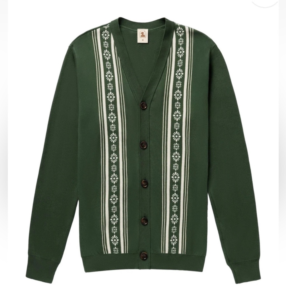 NWD DANDY DEL MAR The Castello Mens S Italian Knit Cardigan  Palm Green Gardenia